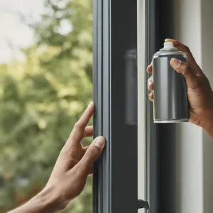 a person is painting a aluminium window