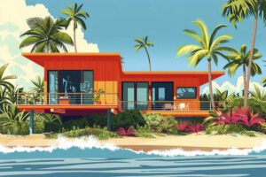 an illustration of beach house