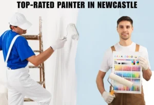 A top-rated painter in Newcastle showcasing vibrant artwork in a well-lit studio setting.