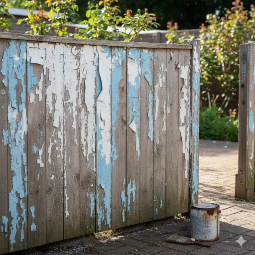 Peeling paint on a timber fence in Newcastle"